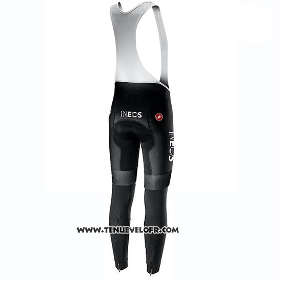 2019 Maillot Ciclismo Ineos Champion Uk Blanc Manches Longues et Cuissard